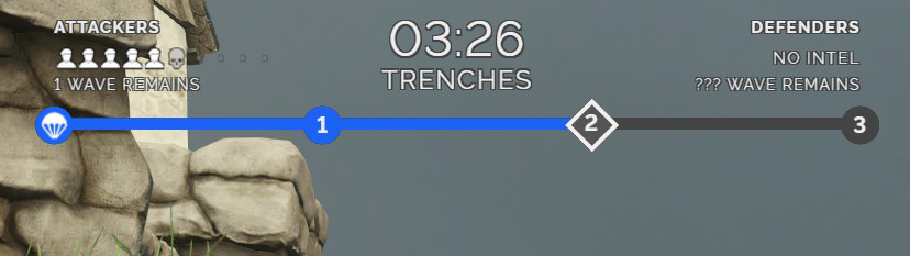 Attacker's HUD, showing only lives of the attacking team Attacker's HUD, showing only lives of the attacking team
